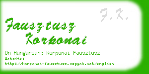 fausztusz korponai business card